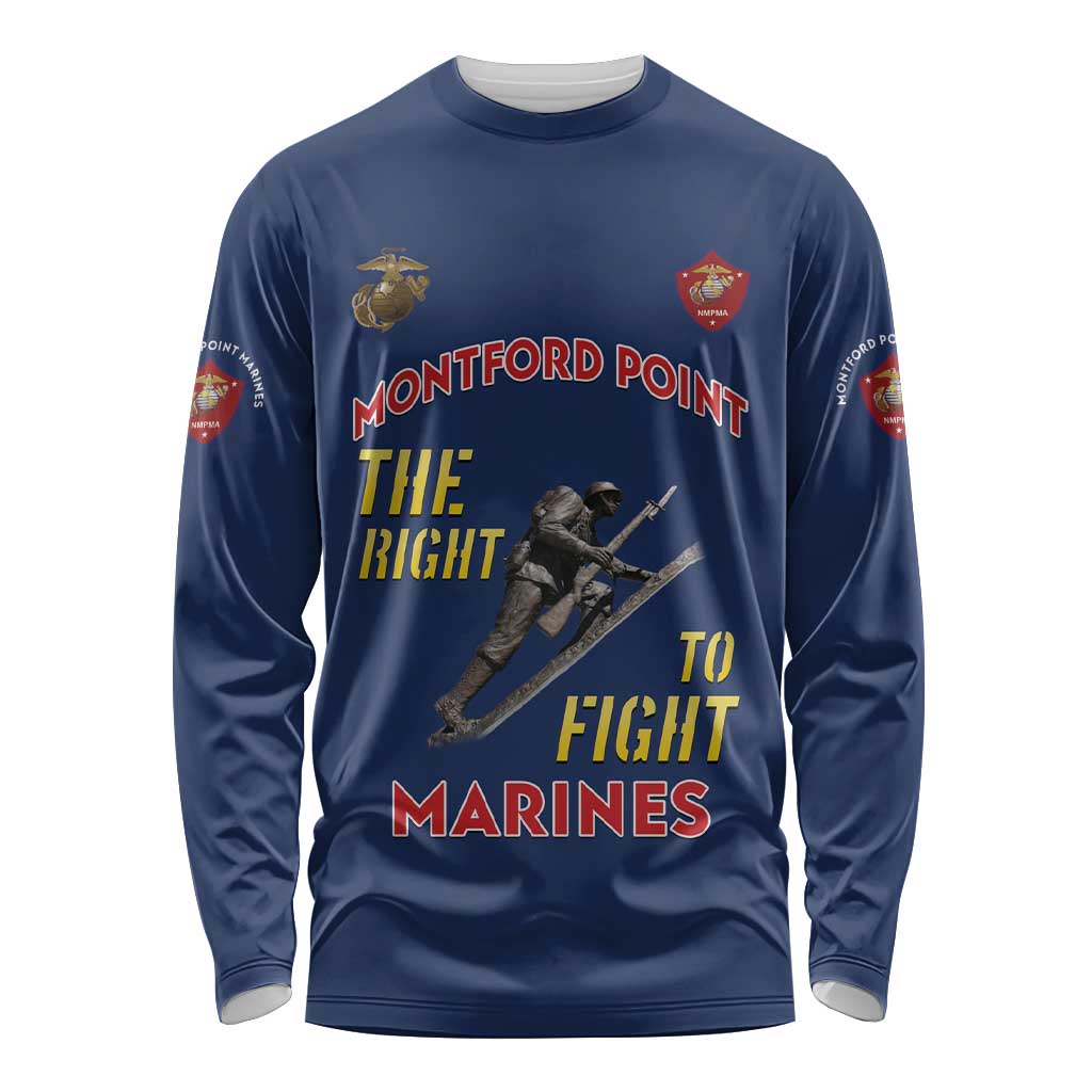 Montford Point Marines Long Sleeve Shirt The Right To Fight - Blue - Wonder Print Shop