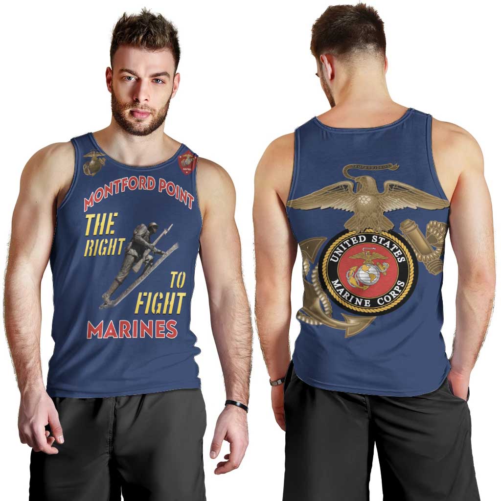 Montford Point Marines Men Tank Top The Right To Fight - Blue - Wonder Print Shop