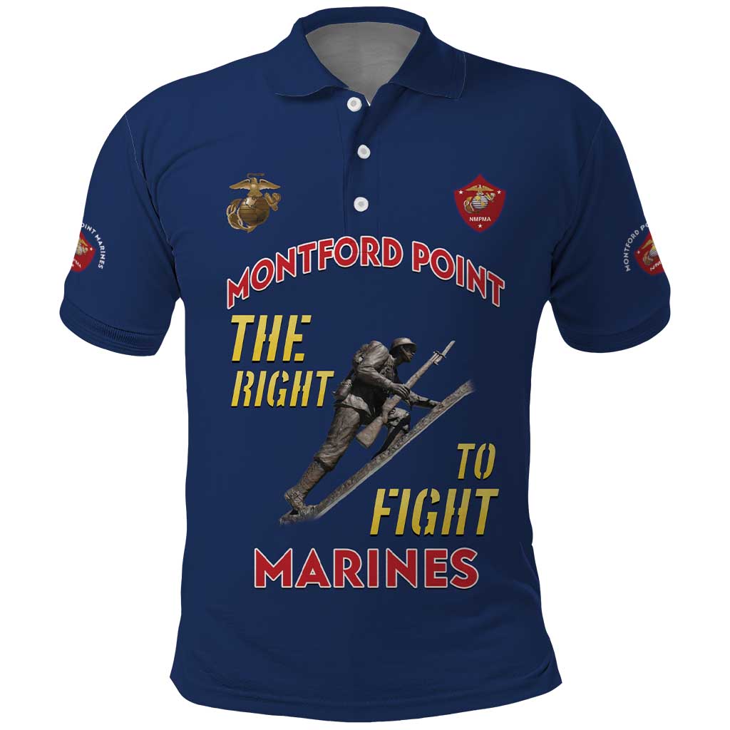 Montford Point Marines Polo Shirt The Right To Fight - Blue - Wonder Print Shop