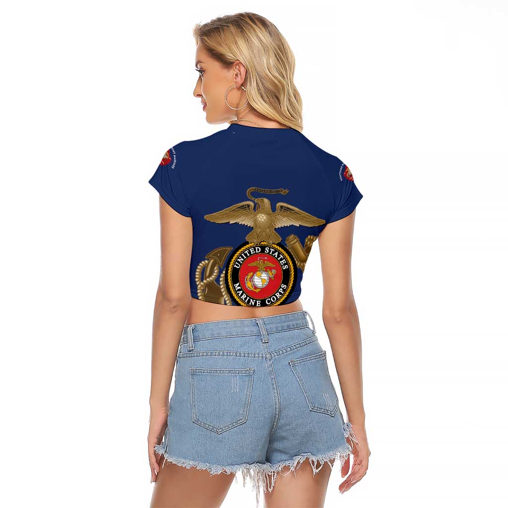 Montford Point Marines Raglan Cropped T Shirt The Right To Fight - Blue - Wonder Print Shop