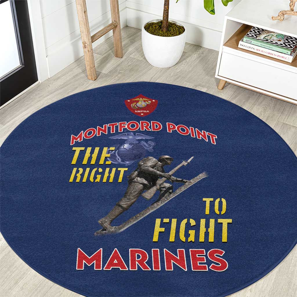 Montford Point Marines Round Carpet The Right To Fight - Blue - Wonder Print Shop