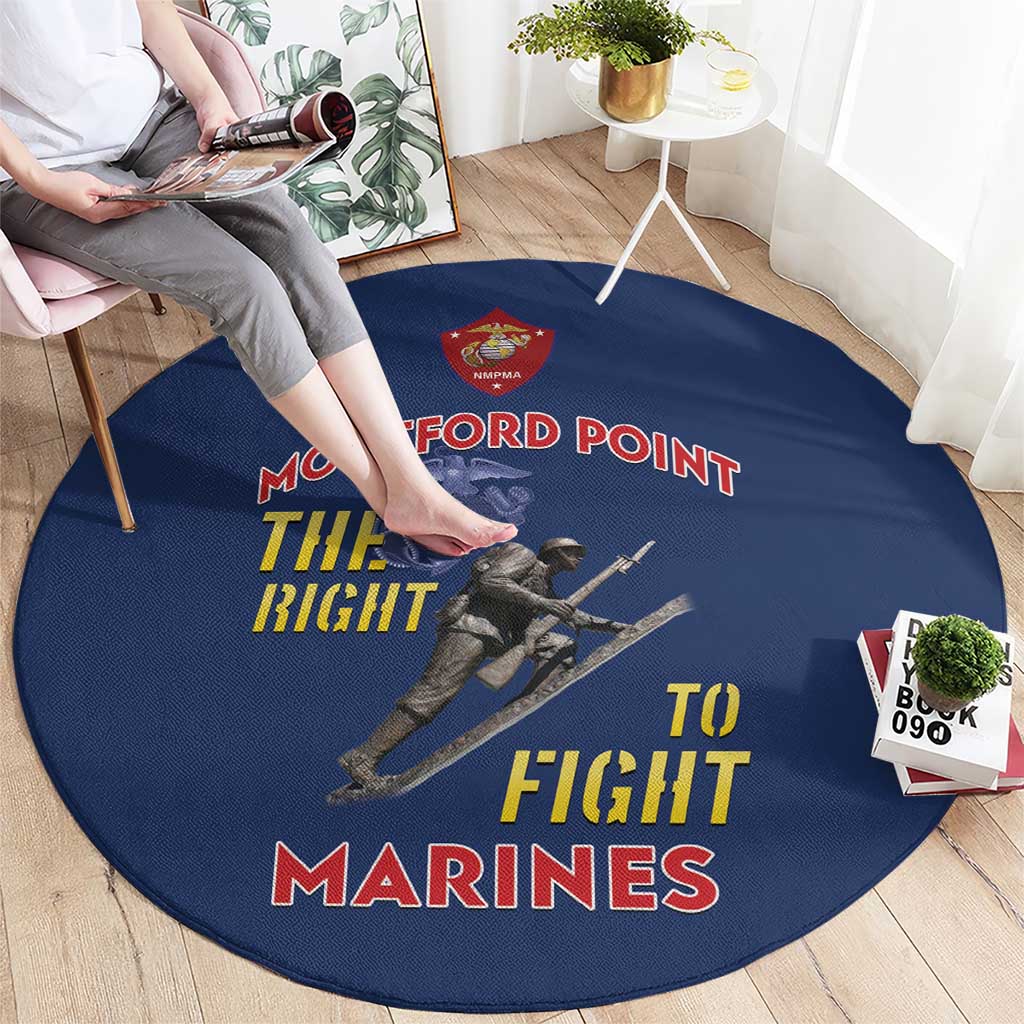 Montford Point Marines Round Carpet The Right To Fight - Blue - Wonder Print Shop
