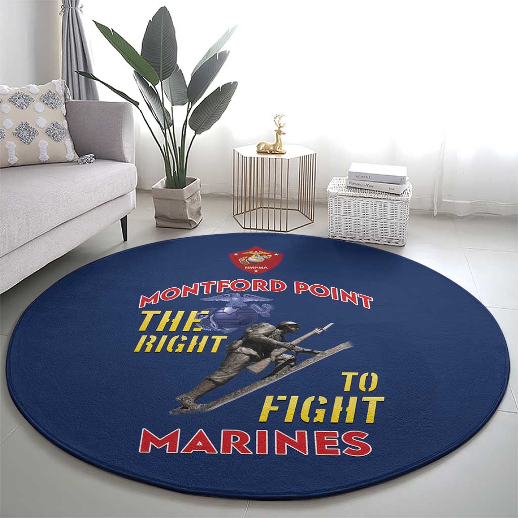 Montford Point Marines Round Carpet The Right To Fight - Blue - Wonder Print Shop
