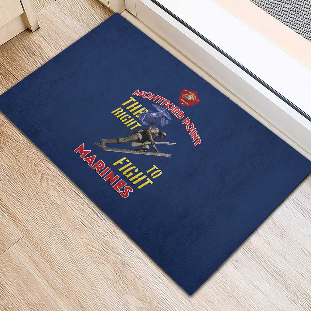 Montford Point Marines Rubber Doormat The Right To Fight - Blue - Wonder Print Shop