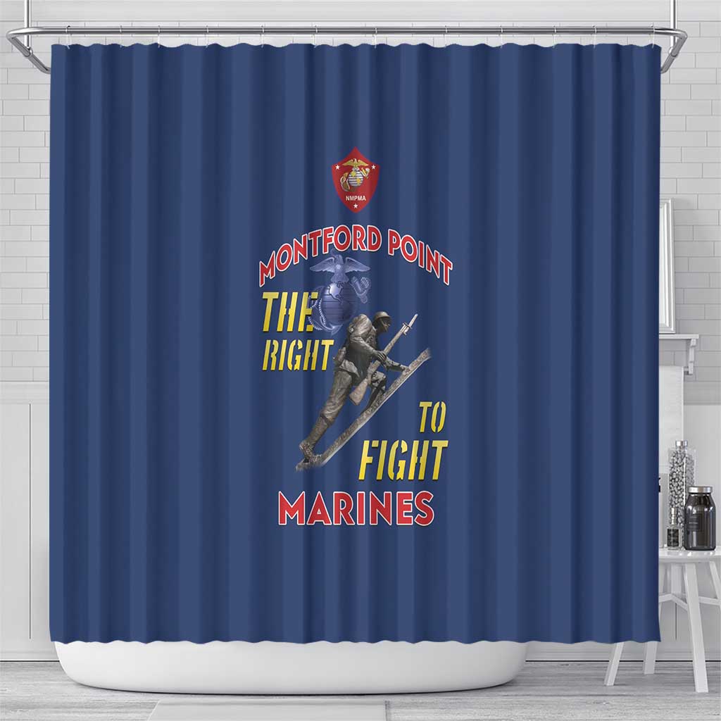 Montford Point Marines Shower Curtain The Right To Fight - Blue - Wonder Print Shop