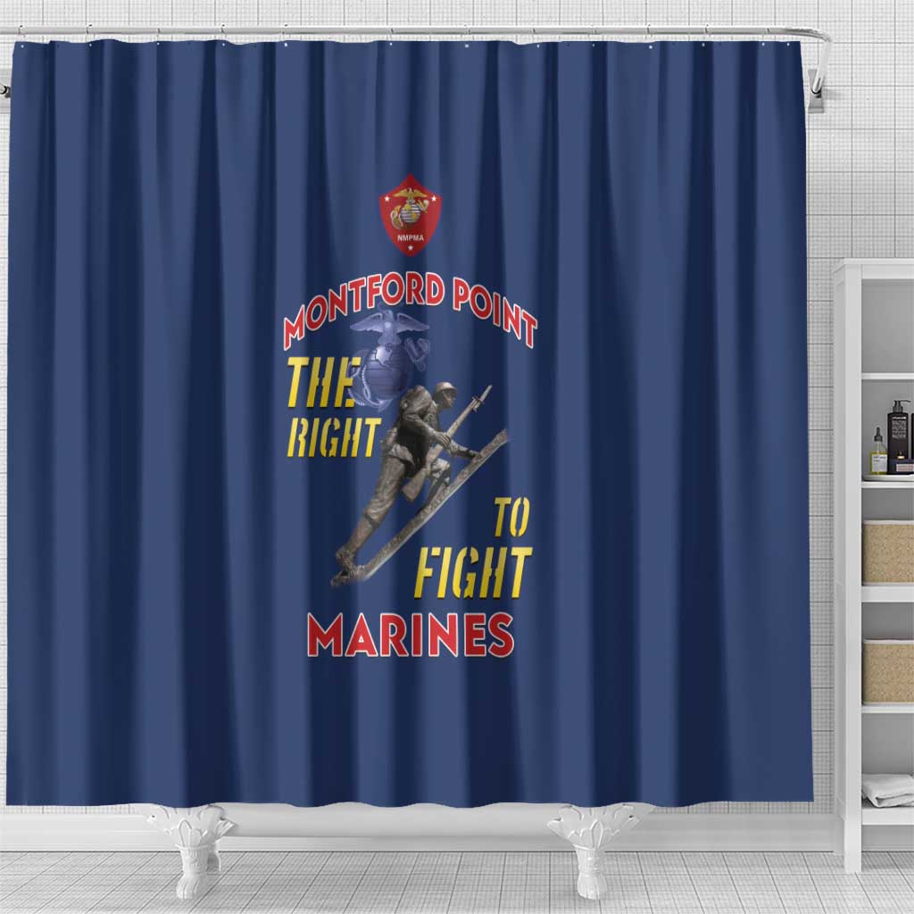 Montford Point Marines Shower Curtain The Right To Fight - Blue - Wonder Print Shop