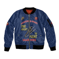 Montford Point Marines Sleeve Zip Bomber Jacket The Right To Fight - Blue - Wonder Print Shop