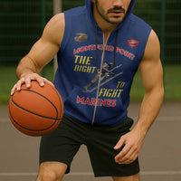 Montford Point Marines Sleeveless Zip Hoodie The Right To Fight - Blue - Wonder Print Shop