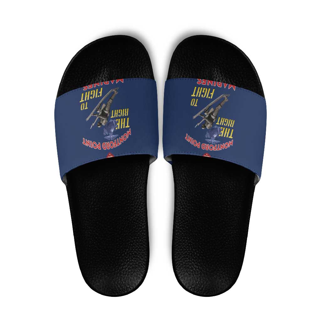 Montford Point Marines Slide Sandals The Right To Fight - Blue - Wonder Print Shop