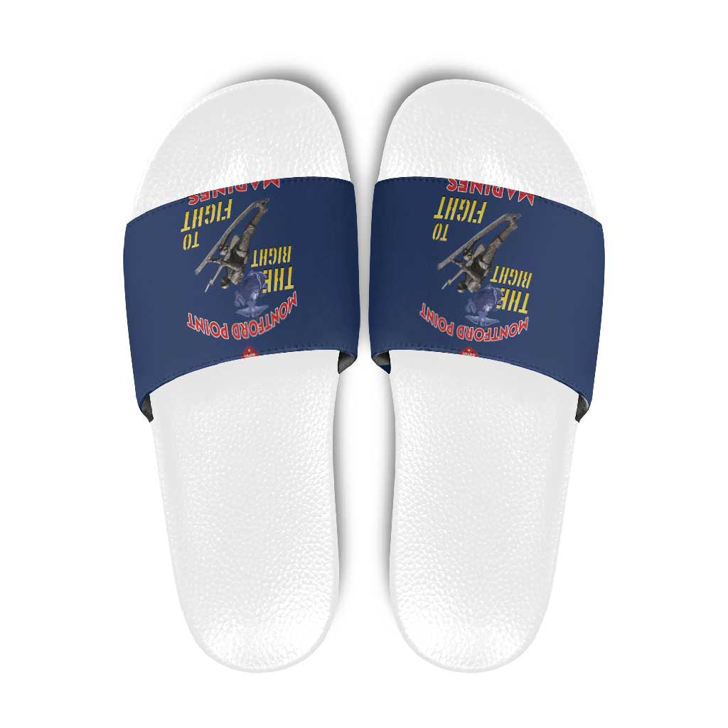 Montford Point Marines Slide Sandals The Right To Fight - Blue - Wonder Print Shop