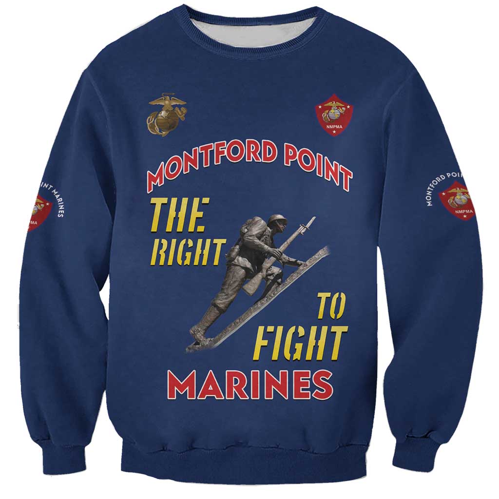 Montford Point Marines Sweatshirt The Right To Fight - Blue - Wonder Print Shop
