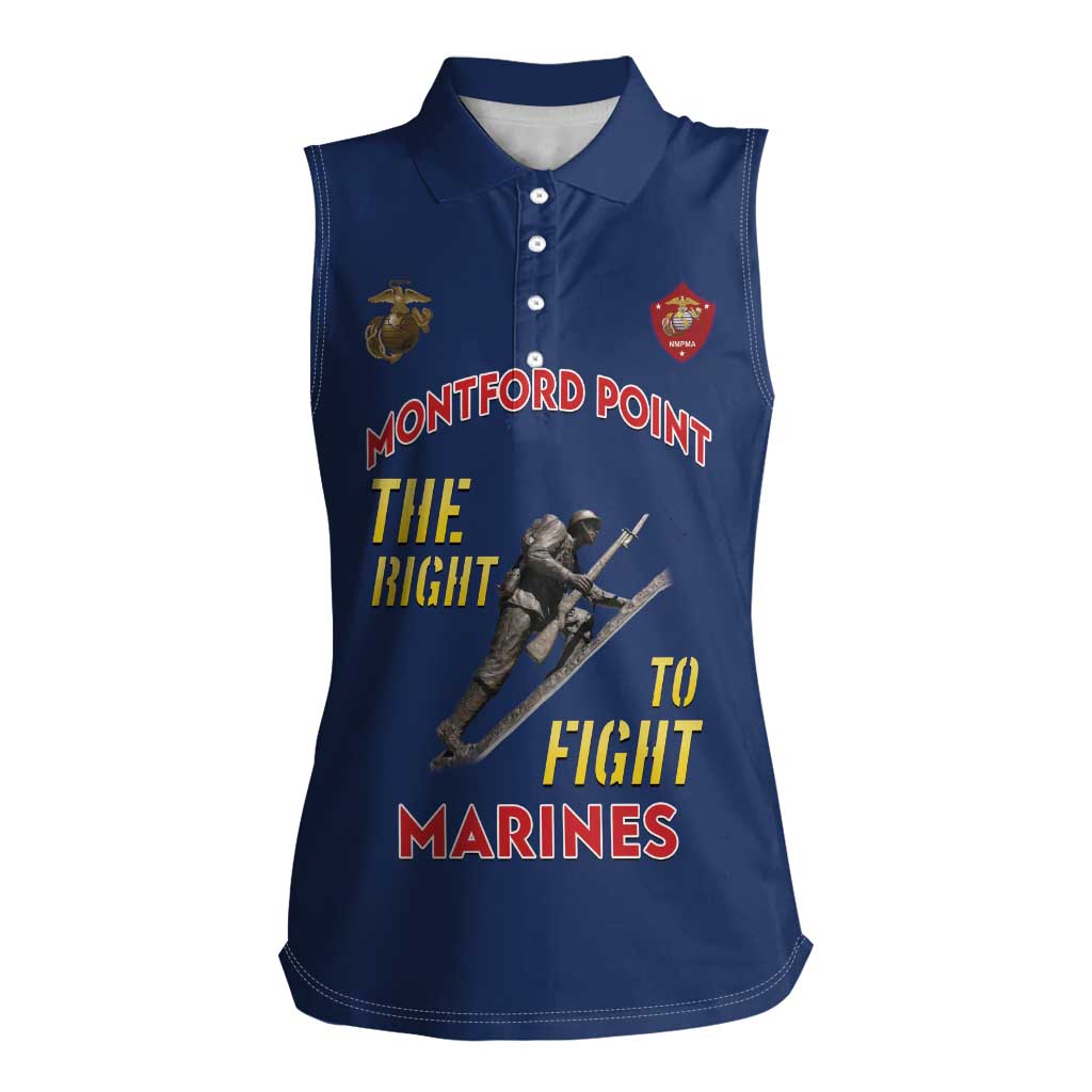 Montford Point Marines Women Sleeveless Polo Shirt The Right To Fight - Blue - Wonder Print Shop