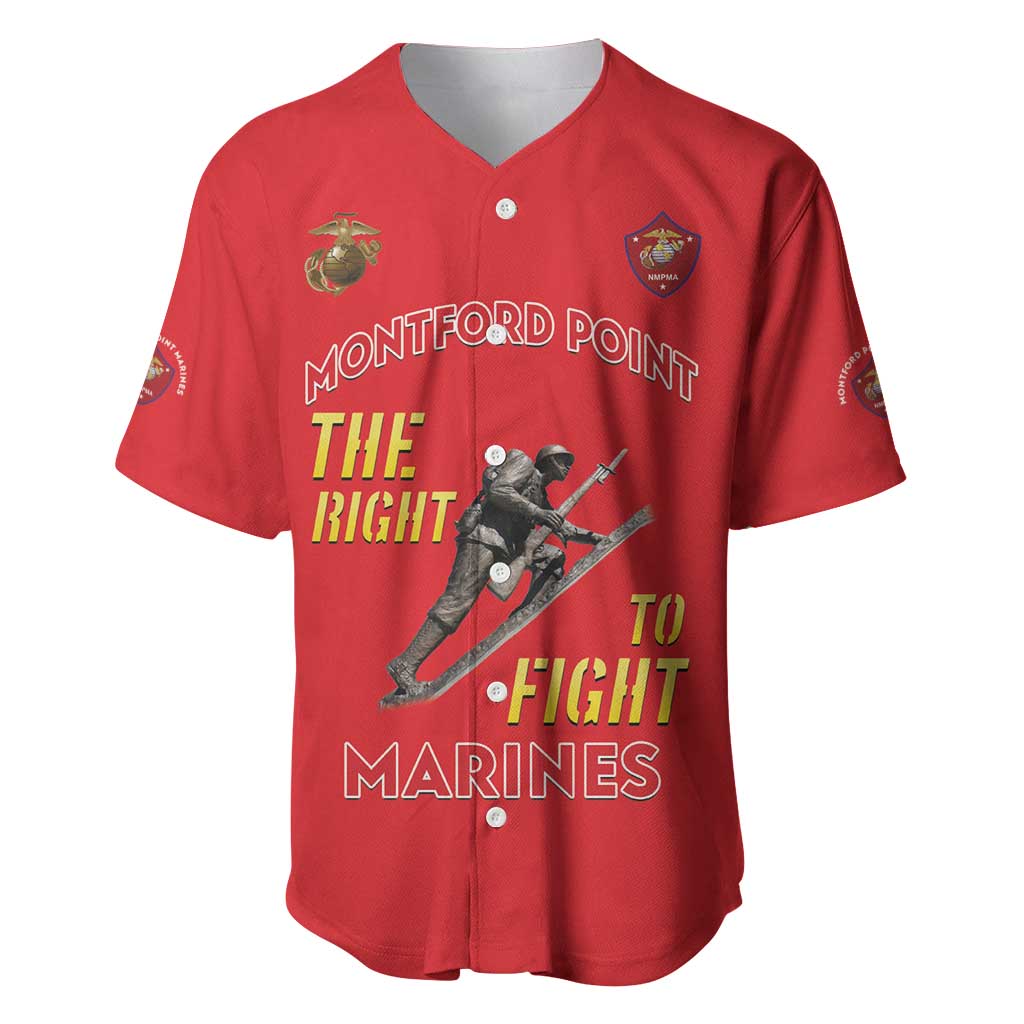 Montford Point Marines Baseball Jersey The Right To Fight - Red - Wonder Print Shop