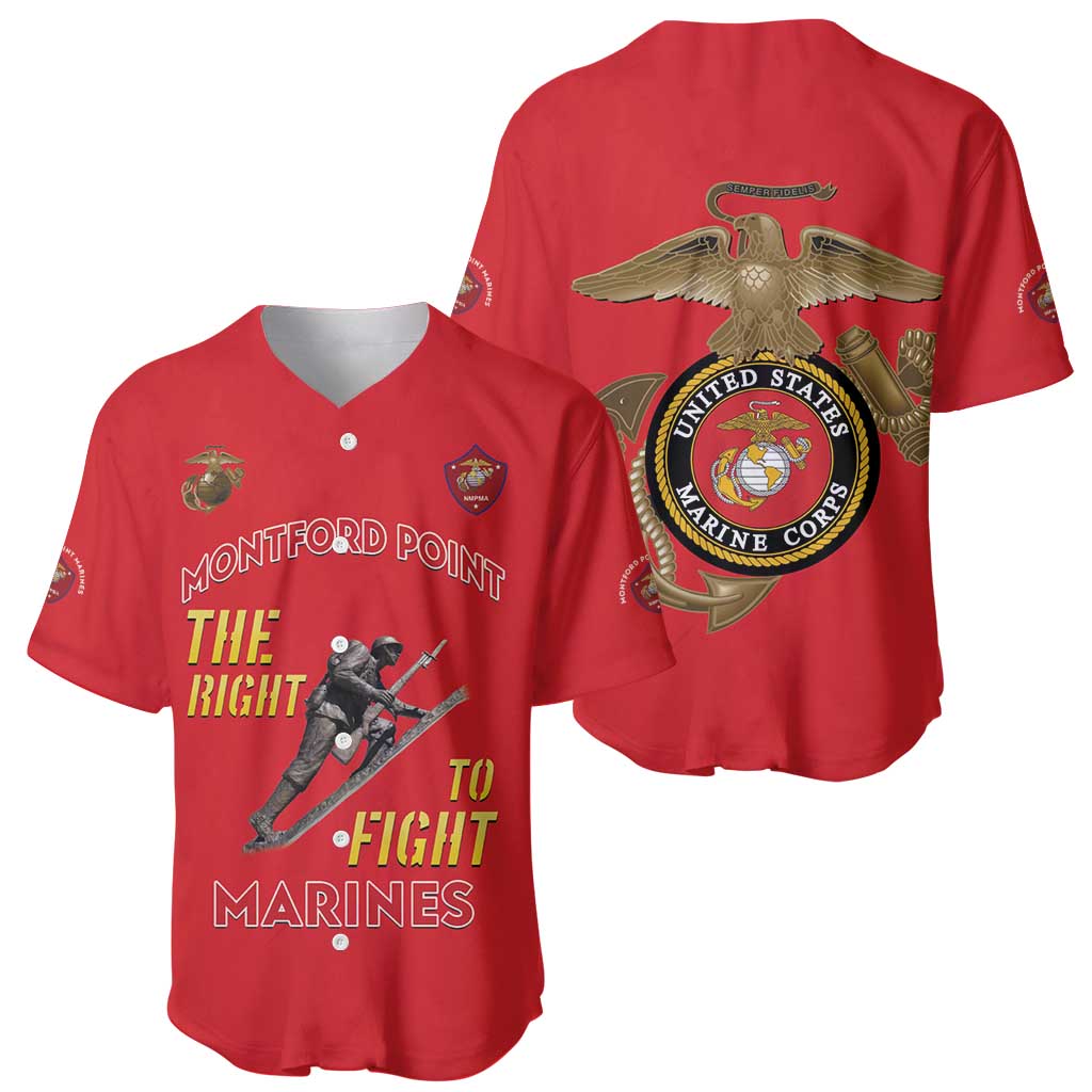 Montford Point Marines Baseball Jersey The Right To Fight - Red - Wonder Print Shop