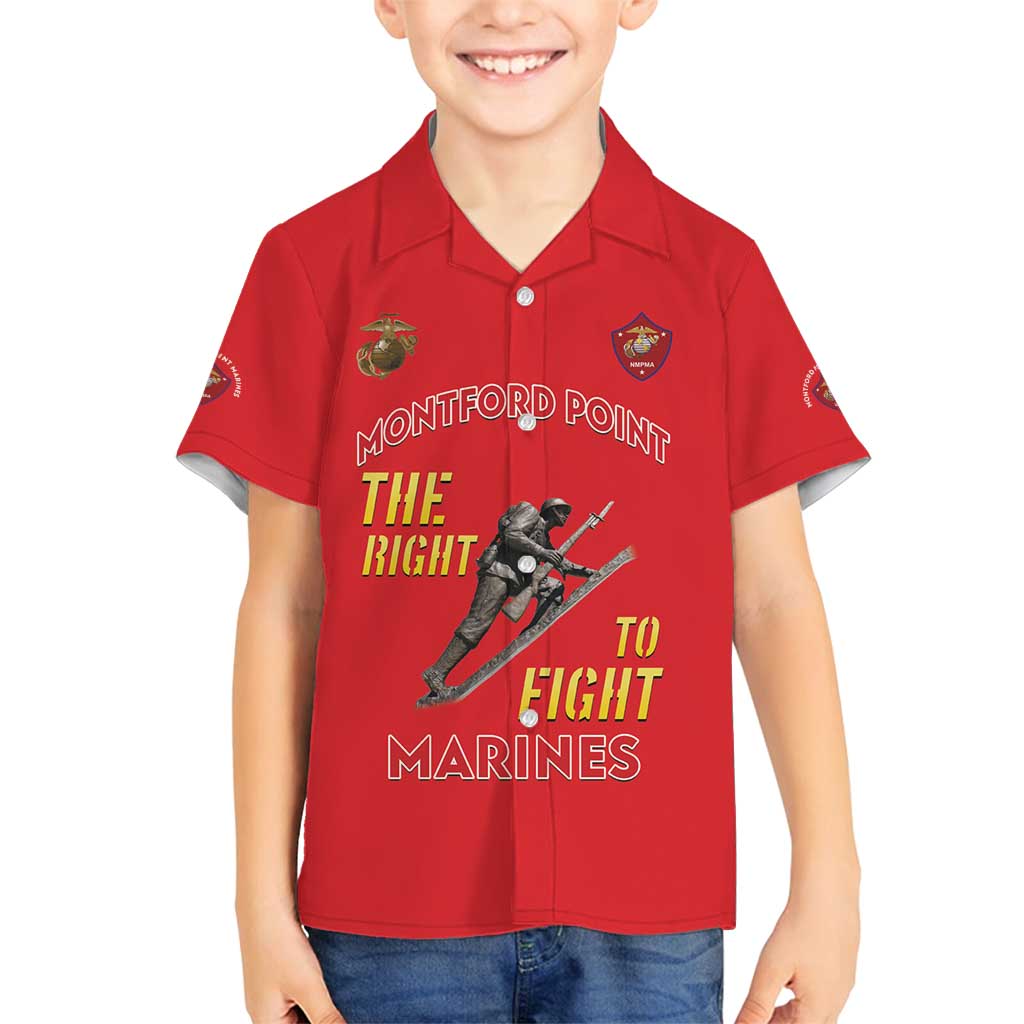 Montford Point Marines Family Matching Long Sleeve Bodycon Dress and Hawaiian Shirt The Right To Fight - Red - Wonder Print Shop