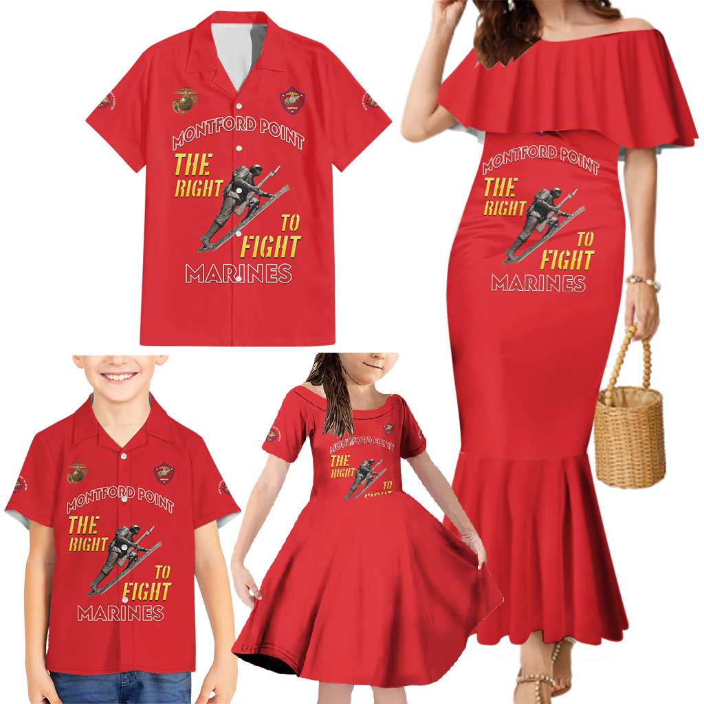 Montford Point Marines Family Matching Mermaid Dress and Hawaiian Shirt The Right To Fight - Red - Wonder Print Shop