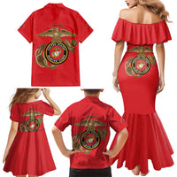 Montford Point Marines Family Matching Mermaid Dress and Hawaiian Shirt The Right To Fight - Red - Wonder Print Shop