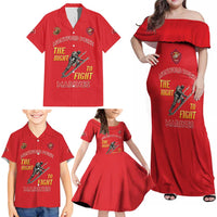 Montford Point Marines Family Matching Off Shoulder Maxi Dress and Hawaiian Shirt The Right To Fight - Red - Wonder Print Shop