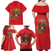 Montford Point Marines Family Matching Off Shoulder Maxi Dress and Hawaiian Shirt The Right To Fight - Red - Wonder Print Shop