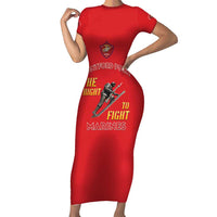 Montford Point Marines Family Matching Short Sleeve Bodycon Dress and Hawaiian Shirt The Right To Fight - Red - Wonder Print Shop