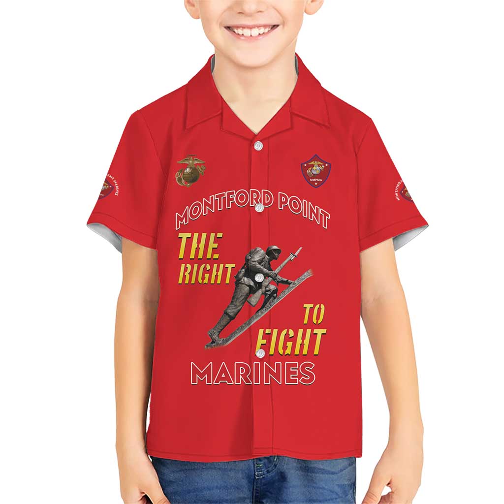 Montford Point Marines Family Matching Short Sleeve Bodycon Dress and Hawaiian Shirt The Right To Fight - Red - Wonder Print Shop