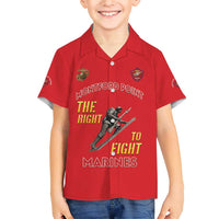 Montford Point Marines Family Matching Short Sleeve Bodycon Dress and Hawaiian Shirt The Right To Fight - Red - Wonder Print Shop