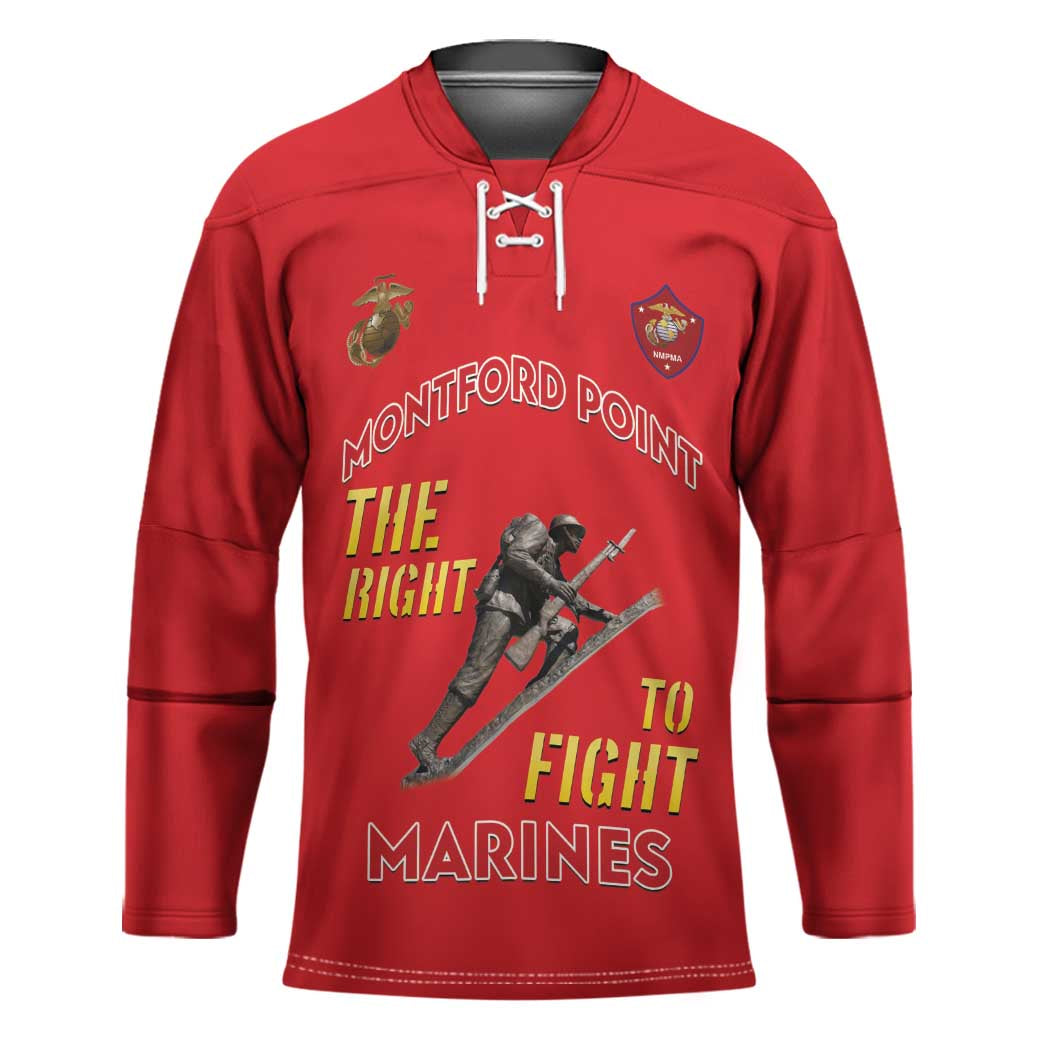 Montford Point Marines Hockey Jersey The Right To Fight - Red - Wonder Print Shop