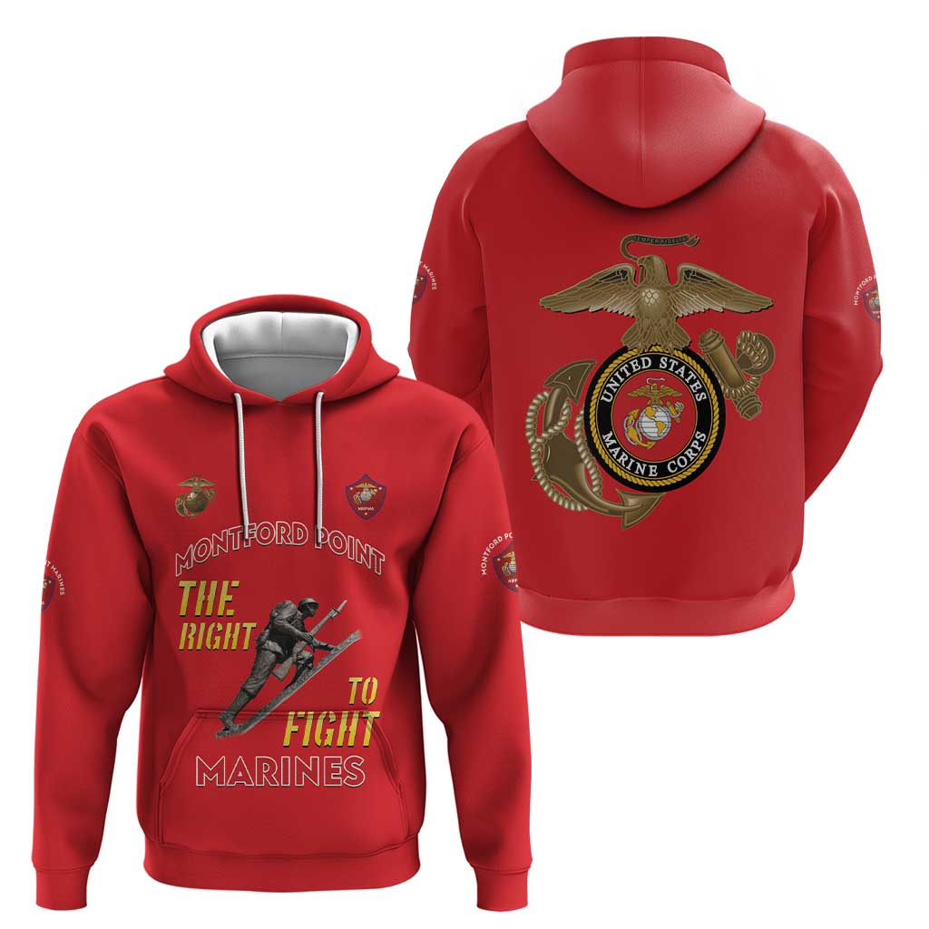 Montford Point Marines Hoodie The Right To Fight - Red - Wonder Print Shop