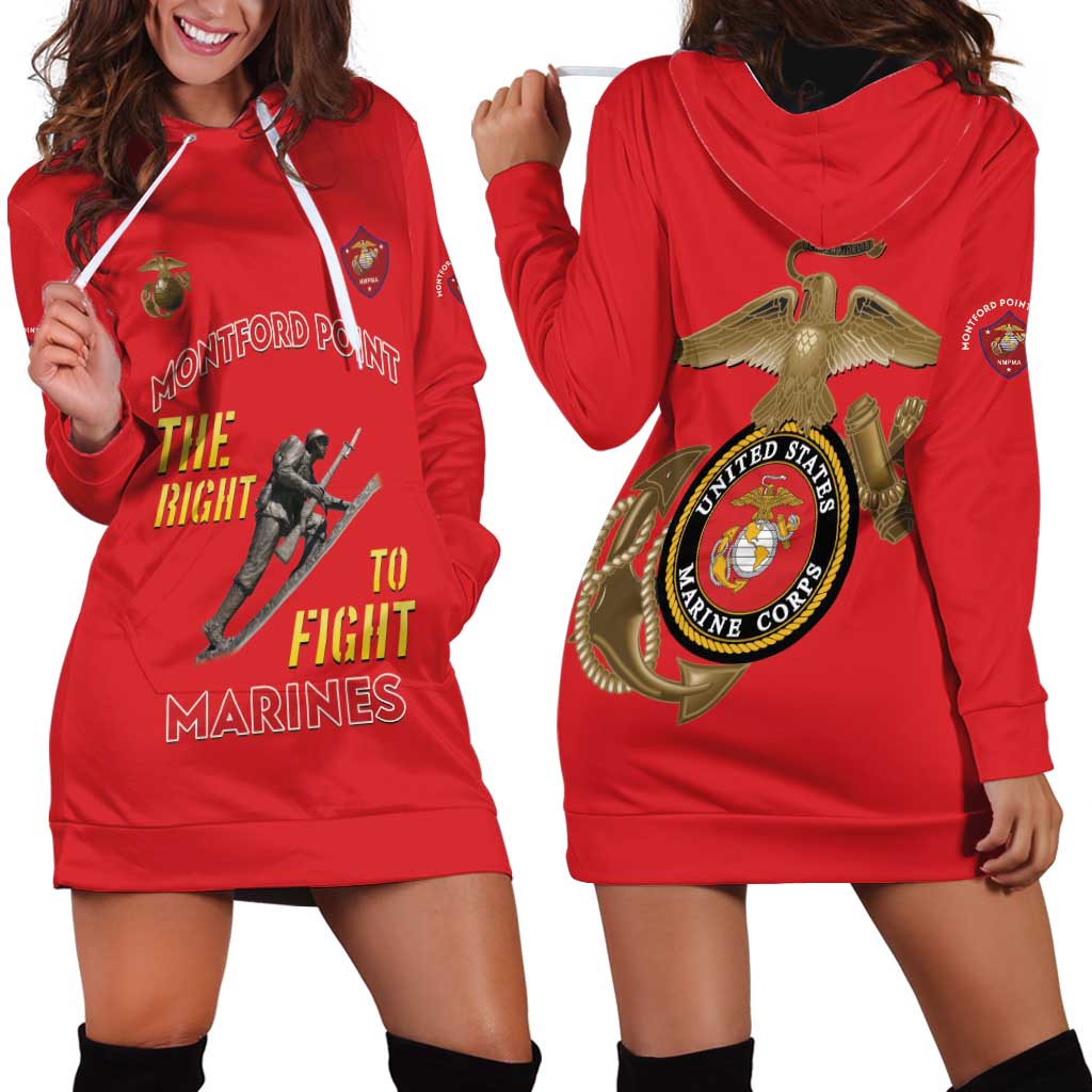 Montford Point Marines Hoodie Dress The Right To Fight - Red - Wonder Print Shop