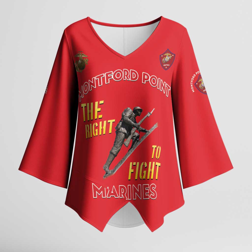 Montford Point Marines Kimono Sleeve Blouse The Right To Fight - Red - Wonder Print Shop