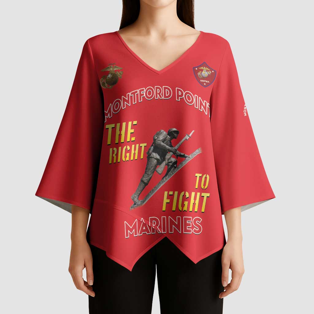 Montford Point Marines Kimono Sleeve Blouse The Right To Fight - Red - Wonder Print Shop