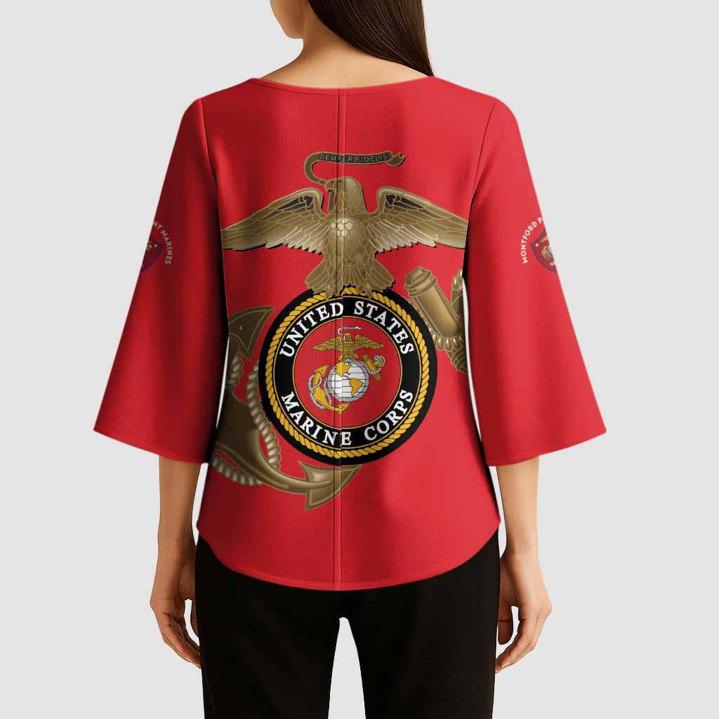 Montford Point Marines Kimono Sleeve Blouse The Right To Fight - Red - Wonder Print Shop