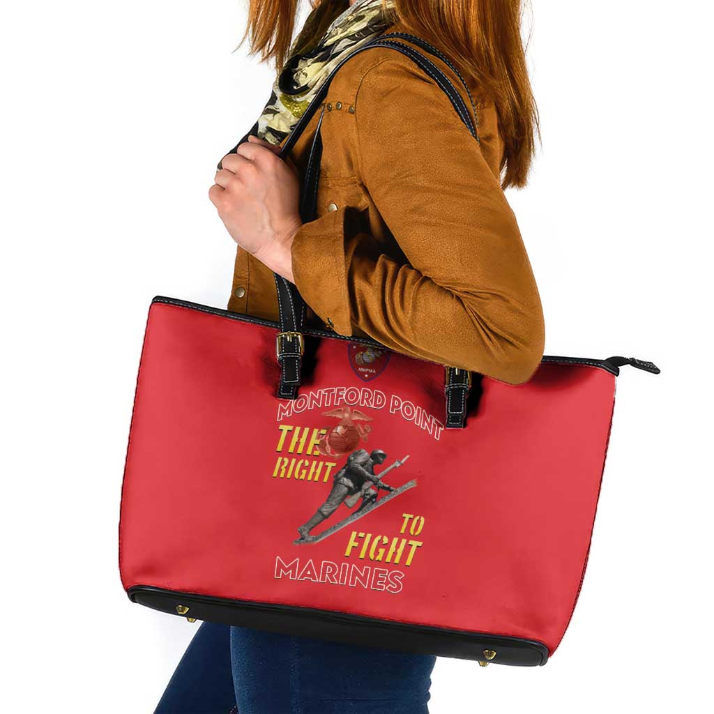 Montford Point Marines Leather Tote Bag The Right To Fight - Red - Wonder Print Shop