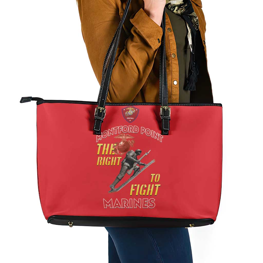 Montford Point Marines Leather Tote Bag The Right To Fight - Red - Wonder Print Shop