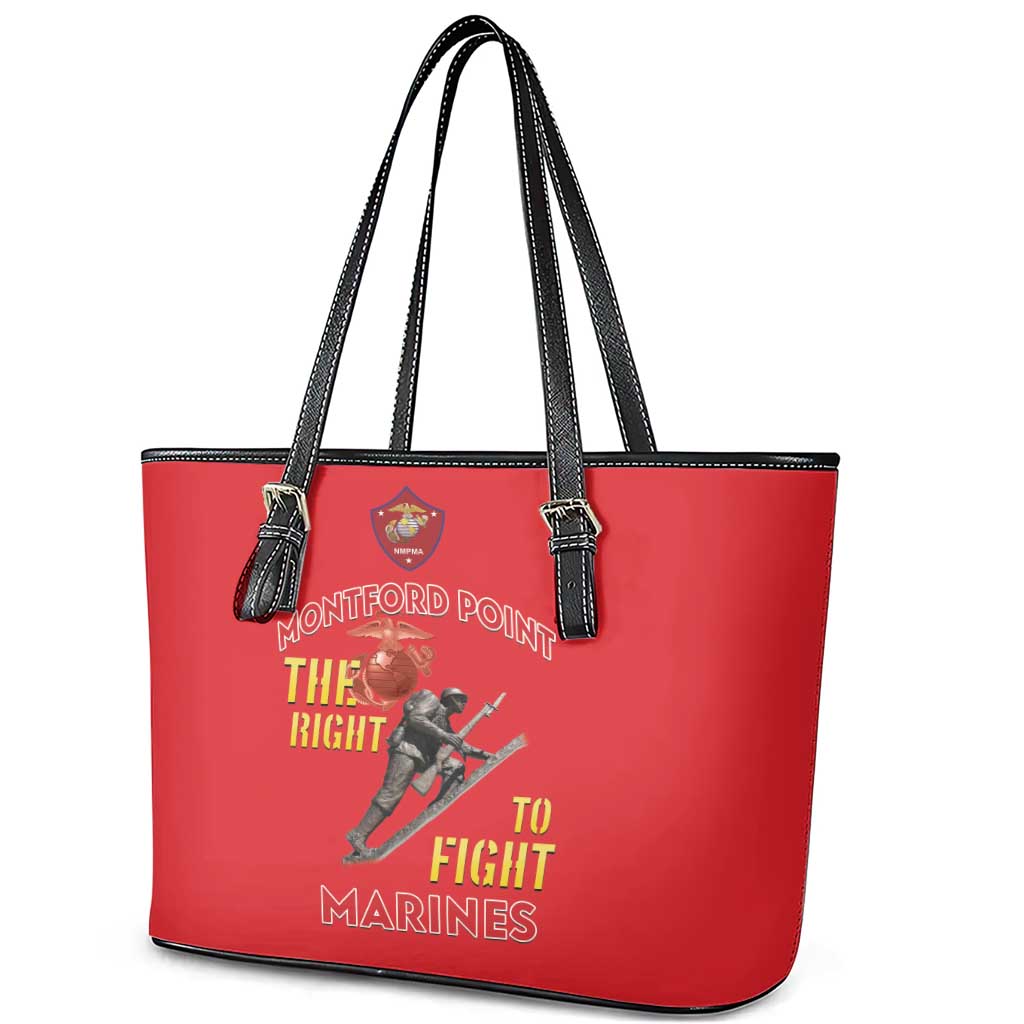 Montford Point Marines Leather Tote Bag The Right To Fight - Red - Wonder Print Shop
