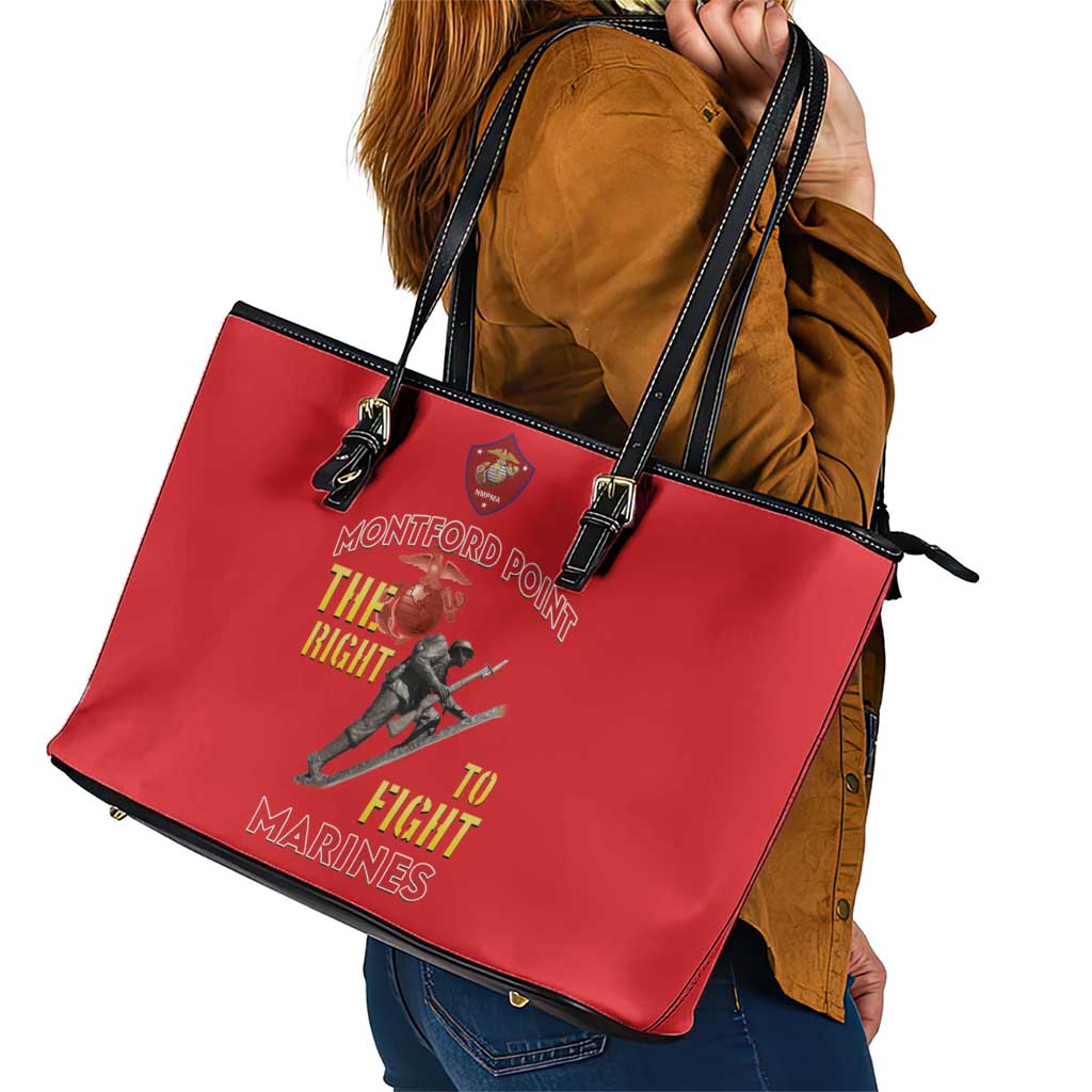 Montford Point Marines Leather Tote Bag The Right To Fight - Red - Wonder Print Shop