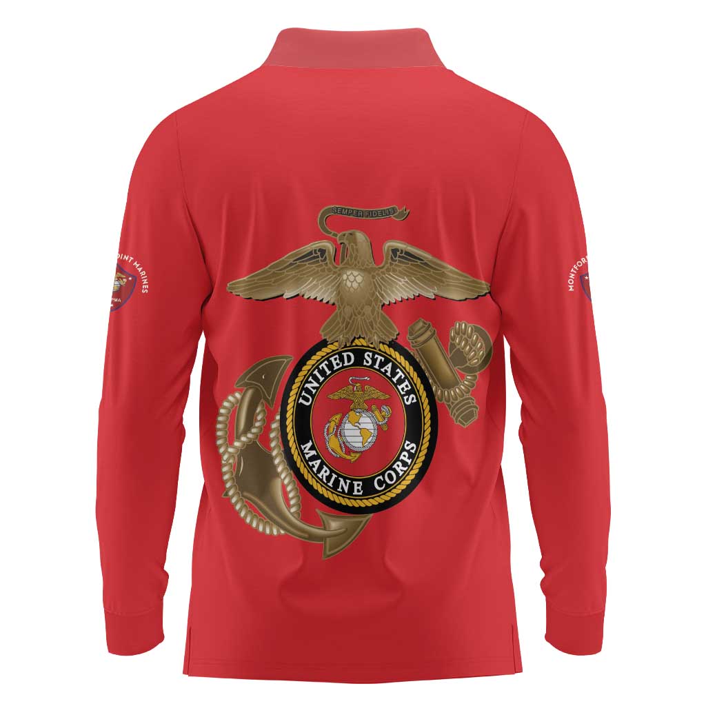 Montford Point Marines Long Sleeve Polo Shirt The Right To Fight - Red - Wonder Print Shop