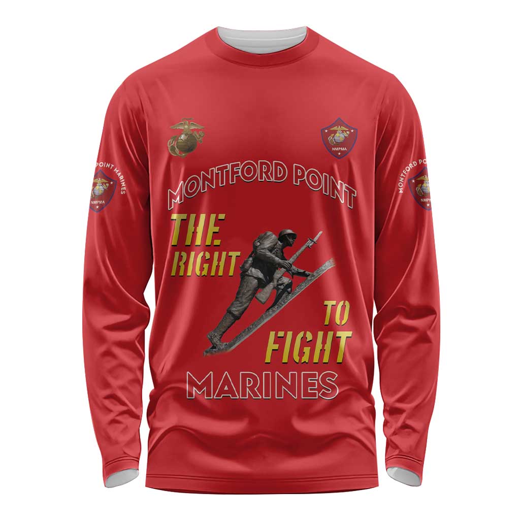 Montford Point Marines Long Sleeve Shirt The Right To Fight - Red - Wonder Print Shop