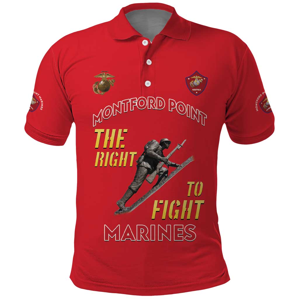 Montford Point Marines Polo Shirt The Right To Fight - Red - Wonder Print Shop