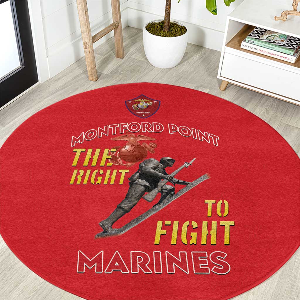 Montford Point Marines Round Carpet The Right To Fight - Red - Wonder Print Shop