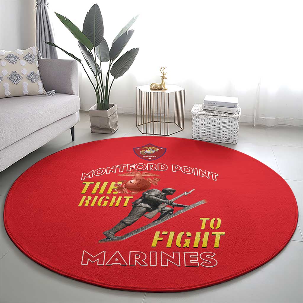 Montford Point Marines Round Carpet The Right To Fight - Red - Wonder Print Shop