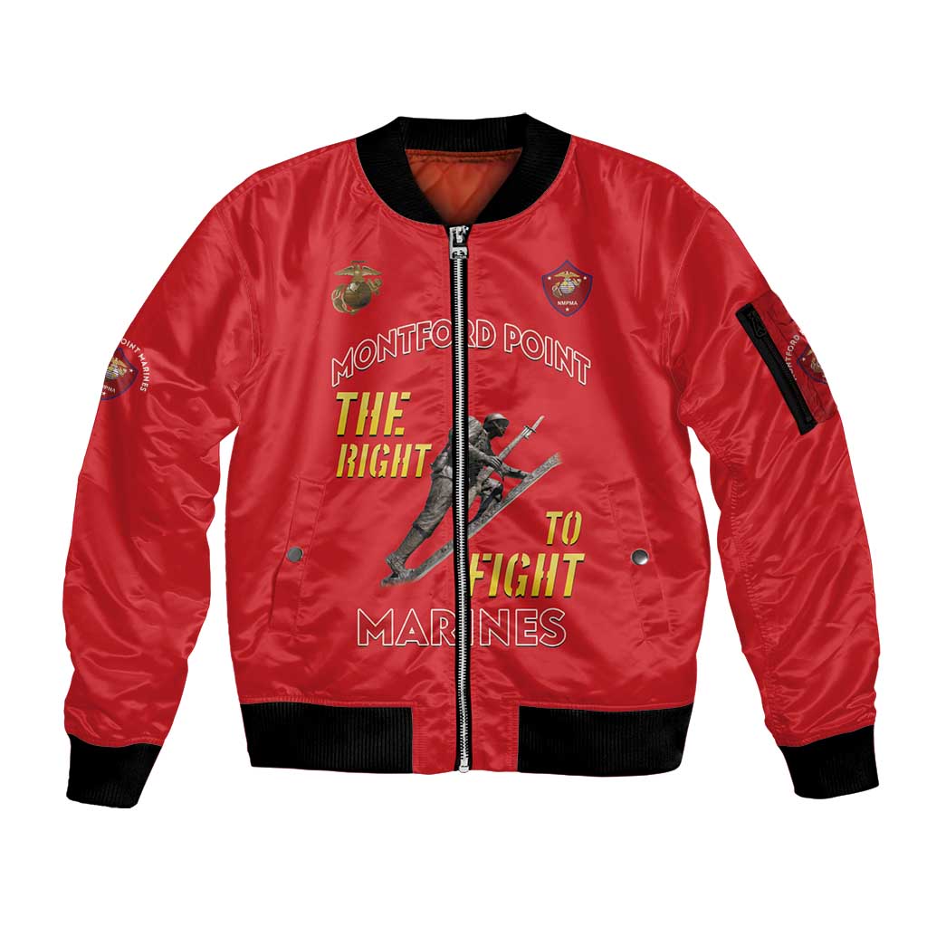 Montford Point Marines Sleeve Zip Bomber Jacket The Right To Fight - Red - Wonder Print Shop