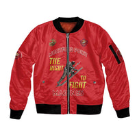 Montford Point Marines Sleeve Zip Bomber Jacket The Right To Fight - Red - Wonder Print Shop
