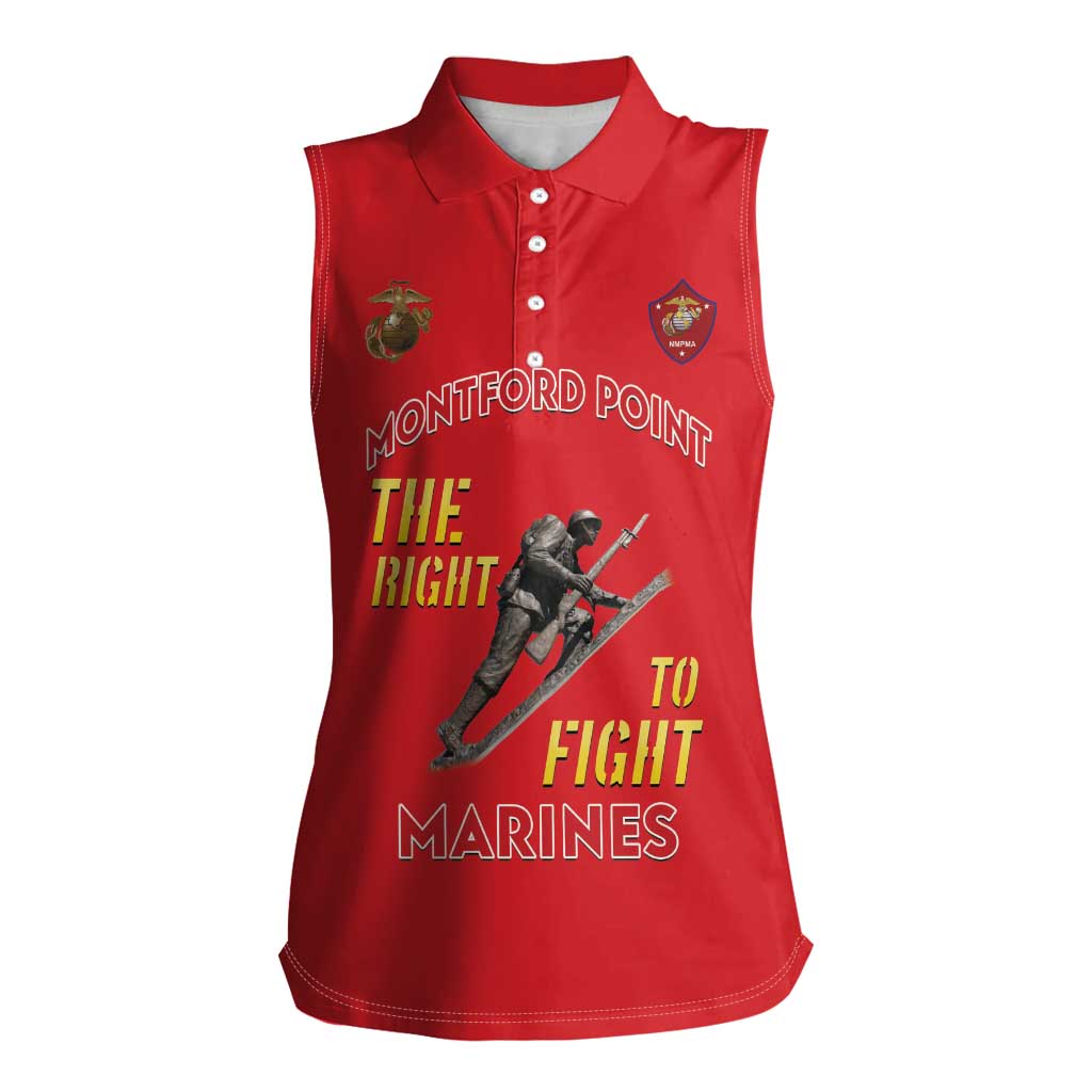Montford Point Marines Women Sleeveless Polo Shirt The Right To Fight - Red - Wonder Print Shop