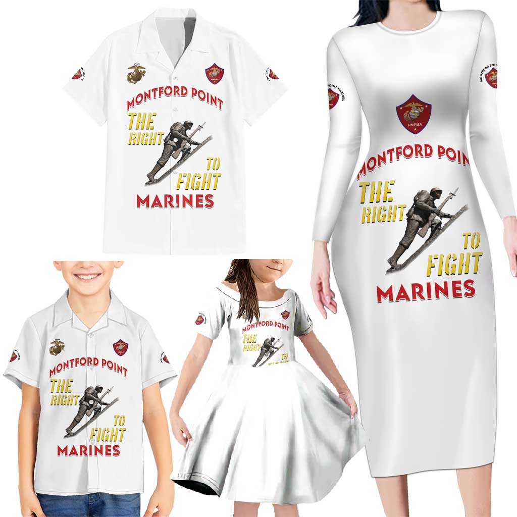 Montford Point Marines Family Matching Long Sleeve Bodycon Dress and Hawaiian Shirt The Right To Fight - White - Wonder Print Shop