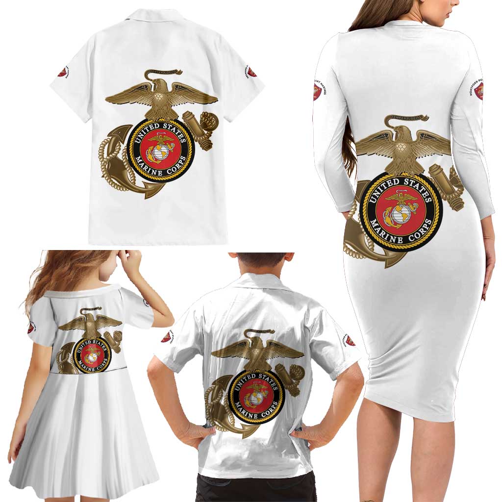 Montford Point Marines Family Matching Long Sleeve Bodycon Dress and Hawaiian Shirt The Right To Fight - White - Wonder Print Shop
