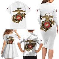 Montford Point Marines Family Matching Long Sleeve Bodycon Dress and Hawaiian Shirt The Right To Fight - White - Wonder Print Shop
