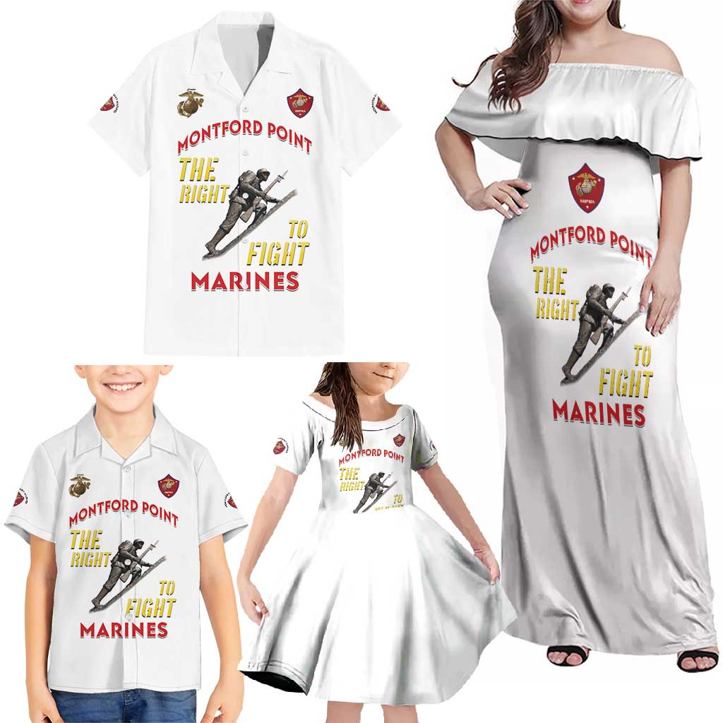 Montford Point Marines Family Matching Off Shoulder Maxi Dress and Hawaiian Shirt The Right To Fight - White - Wonder Print Shop