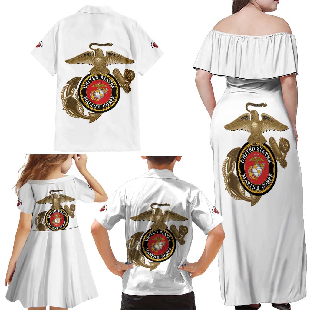 Montford Point Marines Family Matching Off Shoulder Maxi Dress and Hawaiian Shirt The Right To Fight - White - Wonder Print Shop