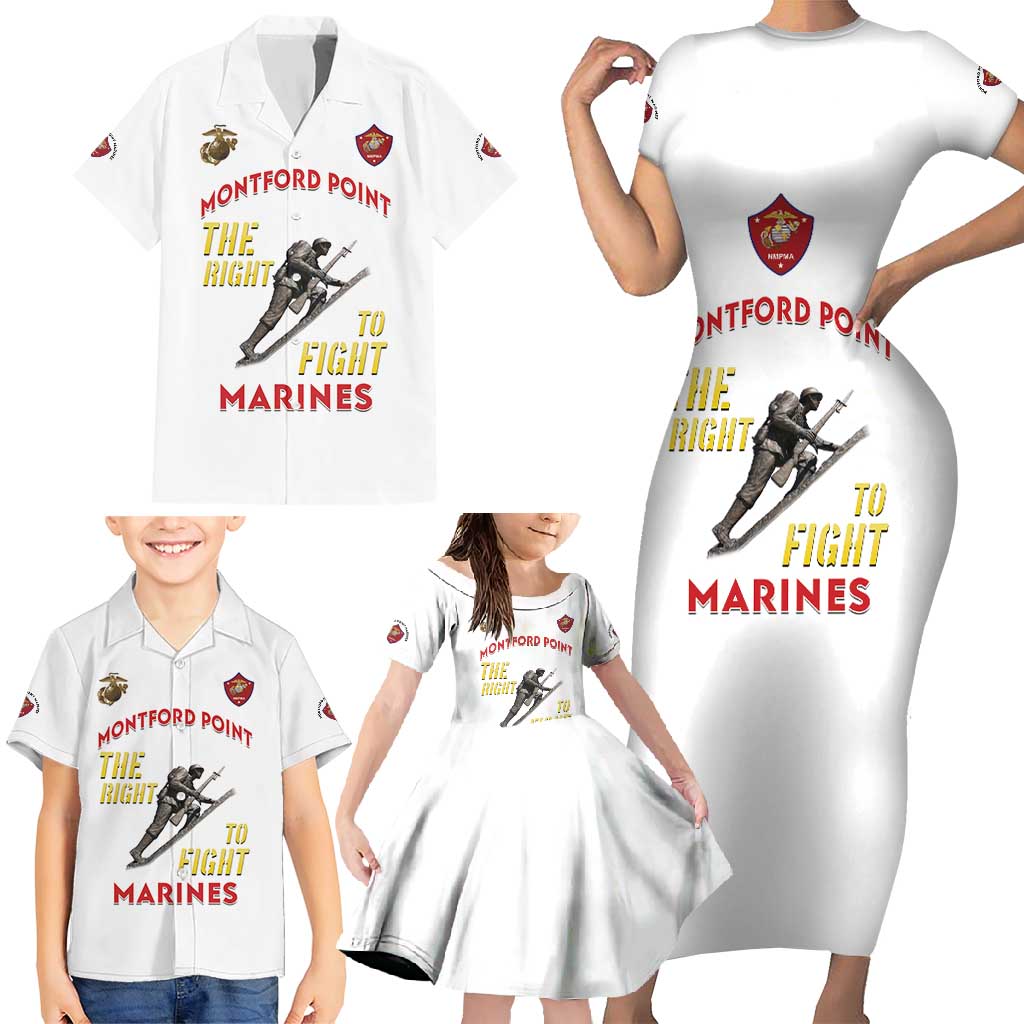 Montford Point Marines Family Matching Short Sleeve Bodycon Dress and Hawaiian Shirt The Right To Fight - White - Wonder Print Shop